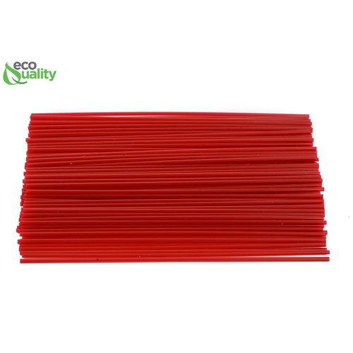 [1000 PACK] 5 Inch Compostable Plastic Stirrer, Bio Degradable, Eco Friendly, Sip Stirrer, Bar Stirrer, Sip Straw, For Coffee, Cocktail, Latte and Tea - 5 Inches, 1000/Box, Red