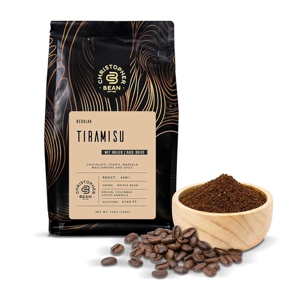 Christopher Bean Coffee - Tiramisu Flavored Coffee, (Regular Ground) 100% Arabica, No Sugar, No Fats, Made with Non-GMO Flavorings, 12-Ounce Bag of Regular Ground coffee