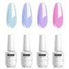 Vishine Gel Nail Polish Set - 4 Pastel Creme Color Spring Summer Baby Blue Lavande Lilac Violet Nail Gel Nail Art Long-lasting Salon DIY Manicure 8ml C030