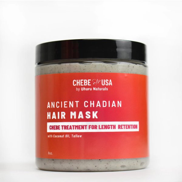 Uhuru Naturals Ancient Chadian Hair Mask - Chebe Treatment for Length Retention w/Coconut Oil (8 Oz) - Organic Hair Blooming Treatment Formula - Promotes Keratin Development For Teens Men & Women