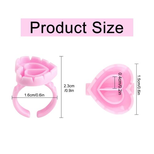 NXJ INFILILA Glue Rings, 300PCS Lash Glue Holder Rings for Eyelash Extension Supplies, Disposable Glue Rings for Eyelash Extensions, Heart Shaped Lash Glue Rings for Lash Supplies