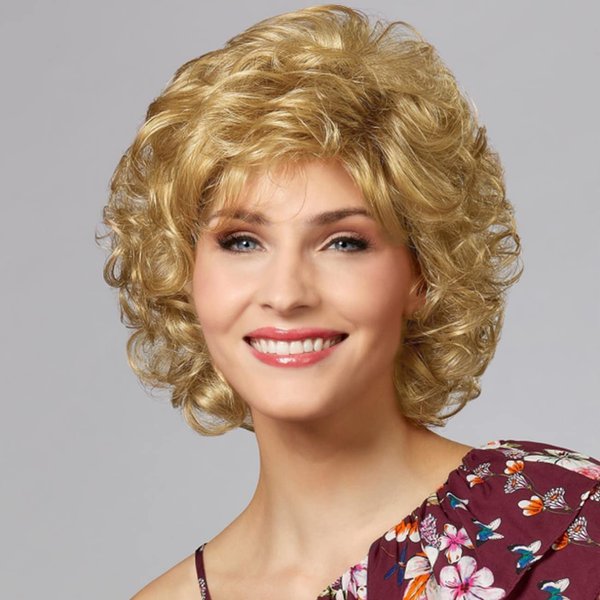 Dai Cloud Short Blonde Curly Wig for White Women Natural Looking Synthetic Halloween Cosplay Costume Wig