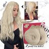 Moresoo Seamless Clip in Hair Extensions Human Hair Blonde Invisible Clip in Human Hair Extensions Seamless Platinum Blonde PU Seamless Extensions Clip in Human Hair Blonde #60 7pcs/120g 22inch