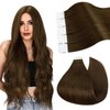 Ugeat Tape in Straight Hair Extensions 24 Inch Real Human Hair Extensions Tape in 50G/20PCS Remy Human Hair Tape in Extensions #4 Dark Brown Hair Extensions Tape in Human Hair