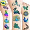 Peacock Temporary Tattoos - 80PCS Indian Festival Themed Stickers for Kids Birthday Party Supplies, Decorations, Favors, and Prizes - Cute Gifts for Boys and Girls