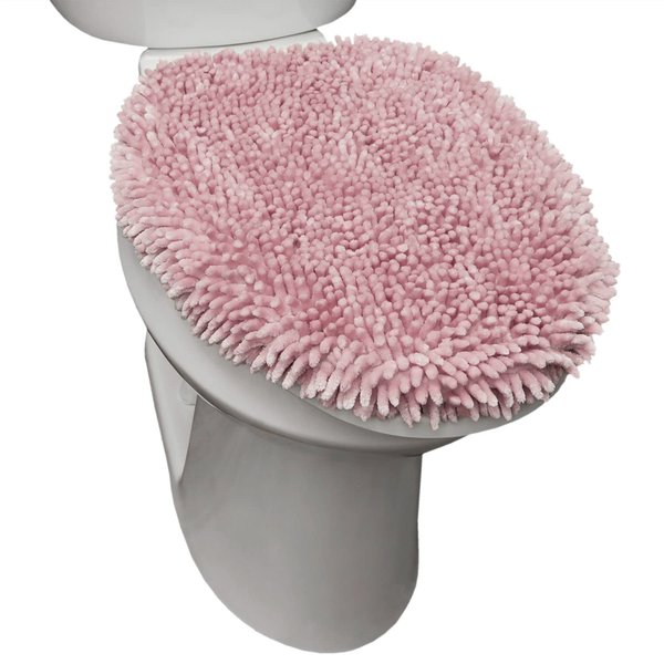 SoHome Spa Step Luxury Plush Chenille Shag Machine Washable Ultra Soft Standard Toilet Lid Cover 18.5"x19.6" Blush