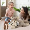 Karister 4Pcs Wolf Stuffed Animals, 20" Magnetic Wolf Plush with Bunny Goat Mice in Giant Coyote's Zippered Belly, Christmas Birthday for Boys Girls Kids, Wildlife Party Decor