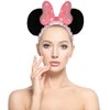 JIAHANG Mouse Ears Facial Spa Headbands, Coral Fleece Wash Face Hair Band, Velvet Bow Shower Hair Band for Girls Women Make up Hair Accessories