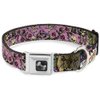 Dog Collar Seatbelt Buckle Trust No One Pink 11 to 17 Inches 1.0 Inch Wide
