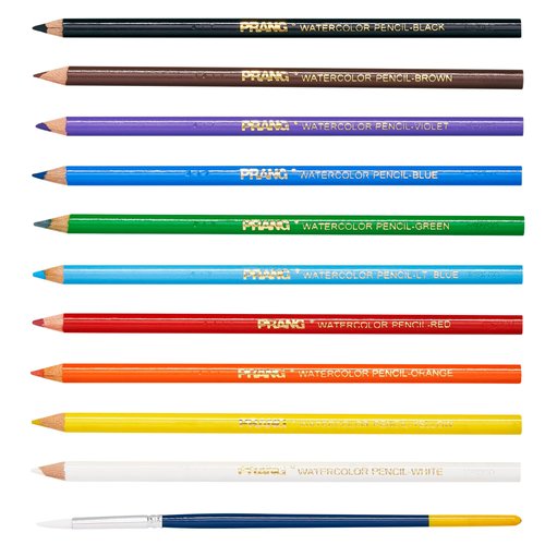 Prang Watercolor Colored Pencils, Includes Brush, Assorted Colors, 10 Count (23650)