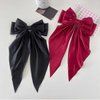 Hair Bows for Women,Satin Bow Barrette Hairclip Long Tail Ponytail Holder Wedding Party Hair Accessories (Red+Black)