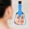 Annhua Handheld Mirror Small with Handle Blue, Hand Mirror Tooth-Shaped Kids Makeup Mirror Cute for Salon|Barber|Hairdressing - Easy to use & Lightweight