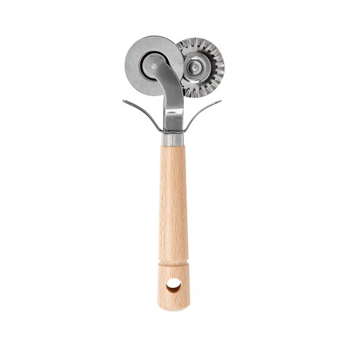 Fantes Double-Blade Pastry Ravioli Pasta Dough Cutter Crimper Wheel, Stainless Steel with Beechwood Handle, The Italian Market Original since 1906