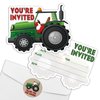 REWIDPARTY Tractor Party Invitations with Envelopes & Stickers（Set of 15） Green Tractor Shaped Fill-in Invitations Farmer Tractor Invites Cards Birthday Baby Shower Party Supplies Favors for Kids