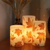 GenSwin Maple Leaf Flickering Flameless Candles Battery Operated with 6 Hours Timer, Real Wax Led Pillar LED Candles Christms Wedding Decoration