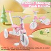 YGJT 5 in 1 Tricycle for Toddlers 1-3, Toddler Balance Bike with Parent Steering Push Handle and Removable Pedal, Kids Trike Baby Toys for 1 2 3 Year Old Boys Girls, Birthday Gifts(Pink)