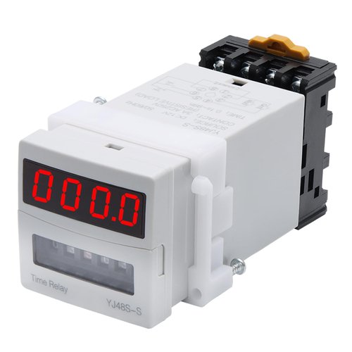APIELE Timer Relay Digital Display 0.1S-99H Delay Time Relay 8 Pin Socket with Base DIN Rail Mount YJ48S-S 12V DC