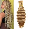Deep Wave Bulk Human Hair for Braiding No Weft Human Braiding Hair For Boho Braids Brazilian Virgin Human Hair Extensions 27# Wet and Wavy 16Inch-100g