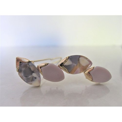 Generic Small polished stone gold hair barrette clip for fine thin hair (Primary color: Black), 1 Count (Pack of 1)