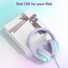 Kids Headphones, Wired Headphones for Kids Over Ear with Microphone, 85/94dB Volume Limiter Headphones for Girls Boys with Sharing Jack, Foldable Headphones for Online Study, Gradient Purple