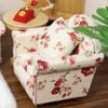 Dollhouse Couch with Pillow 1 12 Scale Miniature Sofa Arm Chair Living Room Furniture Wooden Fabric Frame Single Reading Chair Artificial House Room Scene Decoration (White Floral)