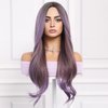 Smilco Synthetic Wigs for Women Ombre Light Purple Wig Long Wavy Curly Middle Part Wig Natural Looking Hair Wigs Synthetic Heat Resistant Fiber Wigs for Daily Party Cosplay (26 Inch)