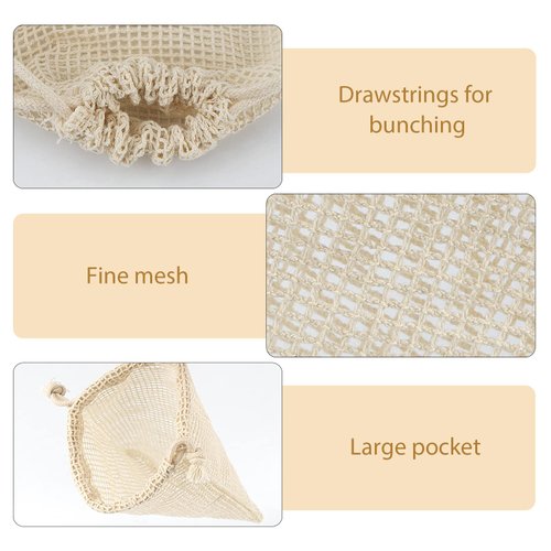 DODAMOUR 10 Pcs Soap Saver Pouch, Foaming and Drying Soap Net, Bar Soap Mess Bag for Exfoliating, Shower, Massage (Beige)