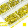 qiipii 2550pcs Golden Yellow Nail Art Flatback Rhinestones for Face Makeup Citrine Yellow Nail Gems Gemstones K9 Glass SS4~SS20 6 Sizes Bling Diamonds Stones w Tweezer & Pick Pen for Nails DIY Crafts