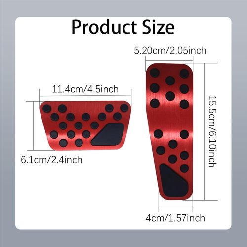 Auto Aluminum Pedal Covers, Auto No Drilling Accelerator Pedal Covers, Anti-Slip Aluminum Brake Gas Pedal Pads, Nonslip Car Pedal Pads for Dodge 2009-2022 Challenger Charger Chrysler 300C (Red)