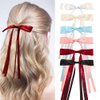 Ahoney 6pcs Satin Bow Hair Clips for Women Girls, Hair Bows Ribbons for Hair Bowknot Hair Clips with Long Tail, Coquette Long Hair Accessories Barrettes Hair Clips With Bow (Classic)