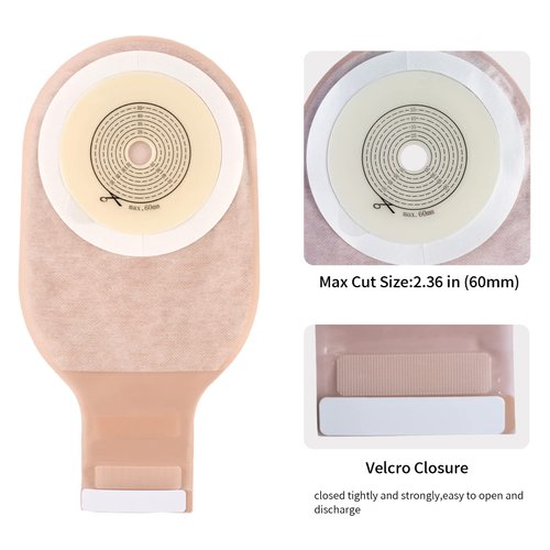 20 Pack Colostomy Bags, One Piece Ostomy Bag Ostomy Supplies, 15mm-60mm Cut-to-Fit Drainable Pouches with Closure for Ileostomy Stoma Care