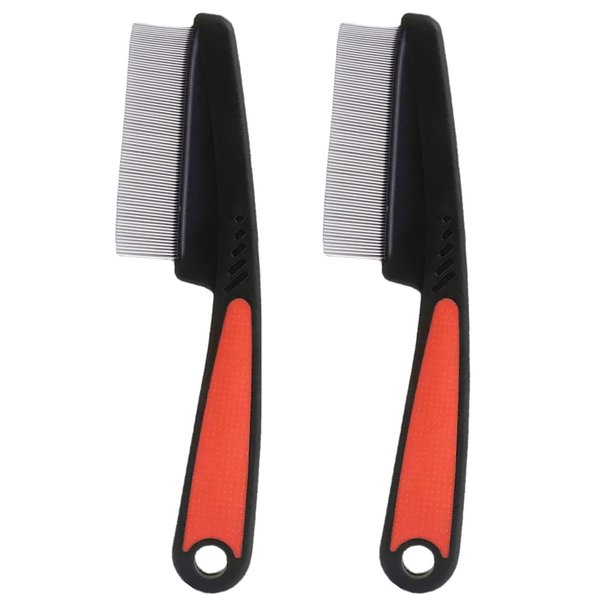 2-Pack Dandruff Comb, Stainless Steel Fine Tooth Comb Wooden Handle Dandruff Remover Flea Comb for Kids and Adults