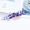 Dizila 7 Pieces Royal Blue Party Prom Wedding Bridal Crystal Rhinestone Vine Leaf Hair Side Combs + Rhinestone U-shaped Hair Pins Headpieces for Brides Bridesmaids Women Girls
