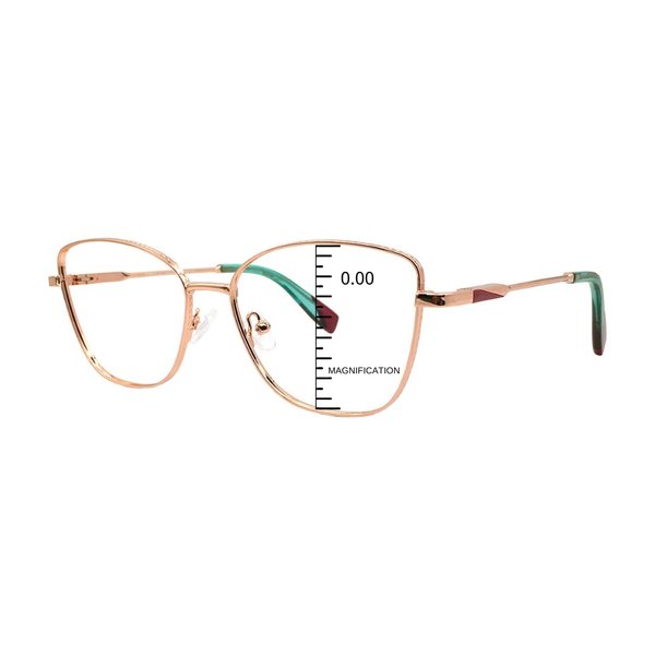 ProEyes Mia, Progressive Blue Light Blocking Readers, 0 Strength on Top Lens, Spring Hinge, Lightweight, Durable (Rose Gold, 2.75, multiplier_x)