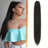 BARSDAR Long Straight Ponytail Extension - 26 Inch Drawstring Black Ponytail Hair Extensions Synthetic Fake Pony Tails Hairpieces Clip in Ponytails for Women Girls Daily - Natural Black