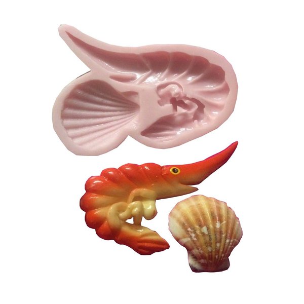 Shrimp with Shell, Sea seascape Silicone Mold By Oh! Sweet Art