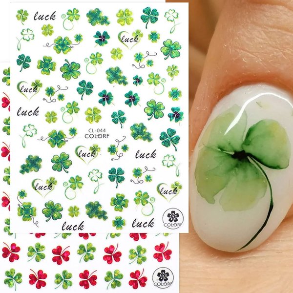 St. Patrick’s Day Nail Art Stickers Shamrock Nail Stickers 3D Self-Adhesive Luck of The Irish Nail Decals Leprechaun Shamrock Nail Deisgn for Women Girls Green Nail Art Supplies Decoration 6sheets