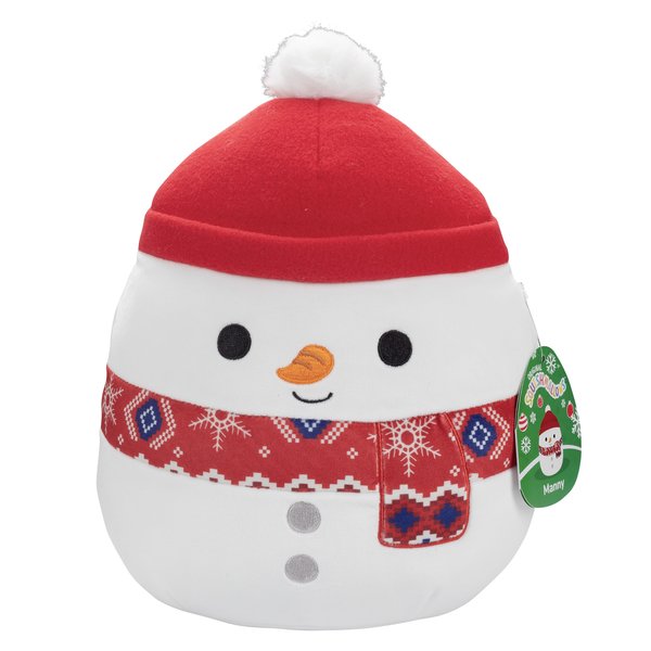 Squishmallows 10-Inch Manny The Snowman - Official Jazwares Plush - Collectible Soft & Squishy Stuffed Animal Toy - Add to Your Squad - Gift for Kids, Girls & Boys
