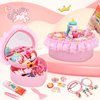 Kids Jewelry for Girls 4-6, Princess Girl Toys Little Girl Costume Jewelry Set, DIY Jewelry Box Includes Toddler Rings, Necklaces, Bracelets, Earrings, Hair Clips, Arts and Crafts Kits Birthday Gifts