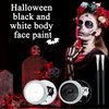 2PCS Black and White Face Body Paint,Skeleton Skull Face Painting Special Effects Makeup Kit with 2 Brushes,Clown Zombie Party Cosplay Art Theater Cosplay Halloween Face Paint Makeup Kit for Adults