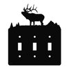 Solitary Elk Triple Toggle Light Switch Wall Plate (Triple Toggle, Black)