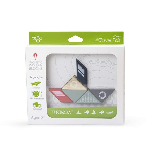 6 Piece Tegu Travel Pal Magnetic Wooden Block Set, Tugboat