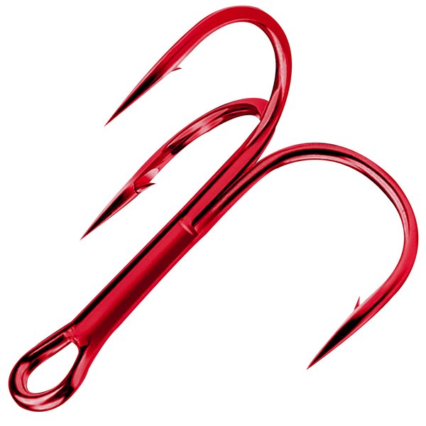 Treble Fishing Hooks,Super Sharp Solid Triple Barbed Fish Hook Strong Wide Gap High Carbon Steel Barbed Hook for Fishing Lures Baits Freshwater Saltwater (Red 14# 125pcs)