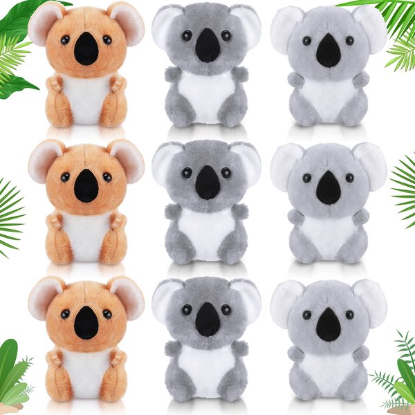 9 Pcs Koala Bear Plush Mini Koala Stuffed Animal Small Koala Bear Keychain Plush Soft Huggable Koala Plush Bulk Toy Forest Stuffed Animals Set for Kids Birthday Party Favors Gifts Award, 4 Inches