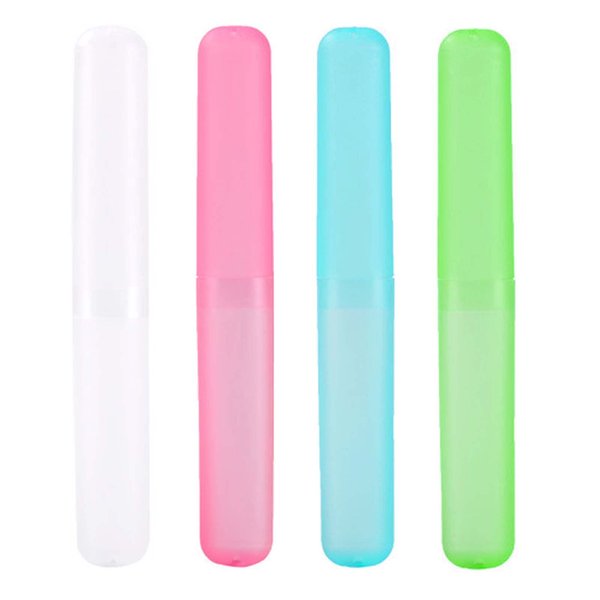 Medsuo 4pcs Plastic Toothbrush Case Travel Cover Holder Storage (Pink, Blue, Green and White)