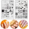 JarThenaAMCS 2 Sheet Fall Thanksgiving Nail Art Stamping Plate Kit Assorted Pumpkins Maple Leaves Autumn Blessing Collection Nail Art Plate for Holiday DIY Print Manicure Salon, 5.7 x 3.7inch