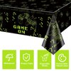 PTECDROTS 4 Pcs Game On Tablecloths, Green Video Game Party Table Covers, Rectangular Table Decoration for Boys Gamer Level Up Gaming Party Supplies, 51 x 86.6 Inch