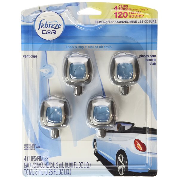 Febreze Car Vent-Clip Air Fresheners - 4 Pack (Linen & Sky)0.06 FL.OZ