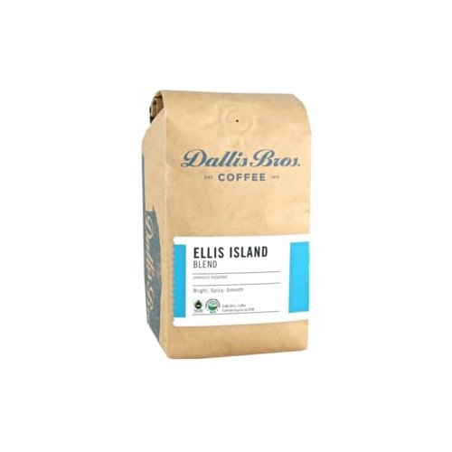 Dallis Bros. Coffee "Ellis Island Blend" Medium Roasted Fair Trade Organic Whole Bean Coffee - 12 Ounce Bag
