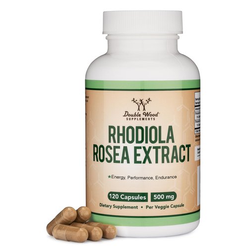 Rhodiola Rosea Supplement 500mg, 120 Vegan Capsules (Third Party Test, Gluten Free, 3% Salidrosides, 1% Rosavins Extract) for Performance, Calming, Motivation by Double Wood